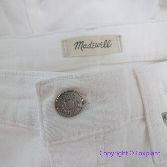 New! Madewell Cali Demi-Boot Jeans in Pure White: Raw-Hem Edition, 30 - Picture 11 of 15